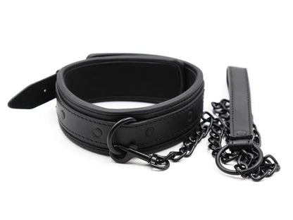 Bdsm Leather Collar with Chain Simifo