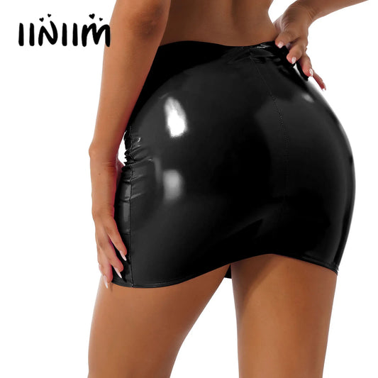 Sexy Womens Leather Miniskirt