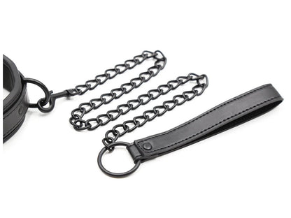 Bdsm Leather Collar with Chain Simifo