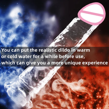Realistic Dildo Clear Soft Lifelike Sex Toy with Vein Texture Penis for Vagina Anal Stimulation with Strong Suction Cup Adulttoy