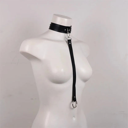 Gothic Leather Garter Belt Set - Sexy Lingerie Harness with Bow Detail