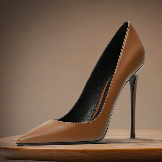 Brown Leather High heels Simifo