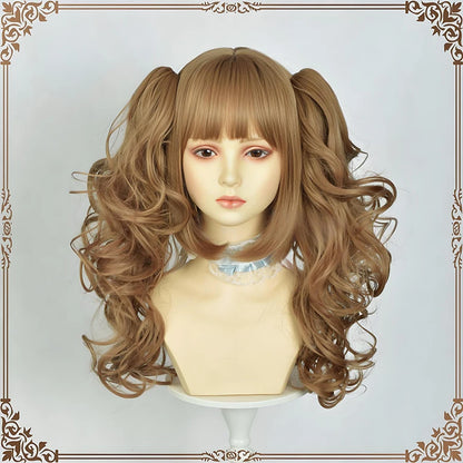 Roman Curly Synthetic Lolita Wig with Bangs - Golden Blonde Anime Cosplay Wig | Party Costume Hair