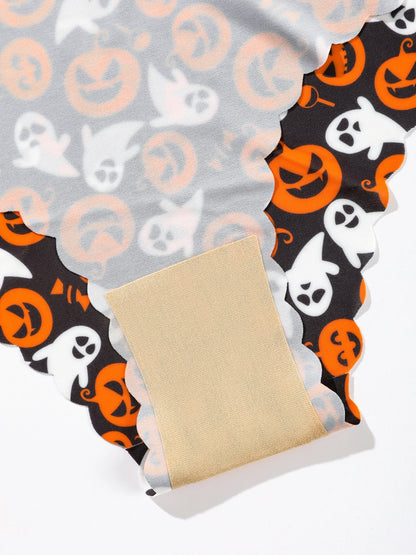 Women's Halloween Panties Set - 10 Piece Pumpkin & Skull Print Scalloped Edge Bikini Underwear