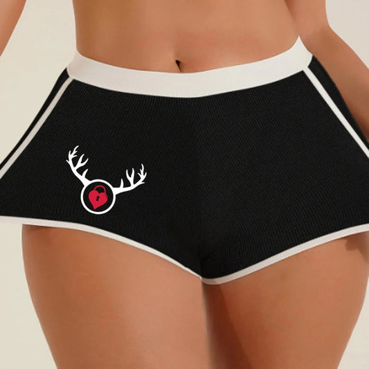 Cuckold Antlers Women's Boxer Shorts - Seamless Hip Lifting Sports Underwear | Solid Color Boyshort