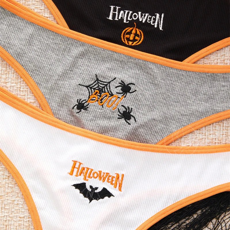 Women's Halloween Pattern Thong Panties - Sexy Low Rise G-String Breathable Comfortable Underwear