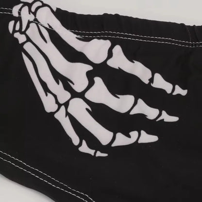 Halloween Skull Cartoon Underwear - Finger Bones Hip-Lifting Thong for Women