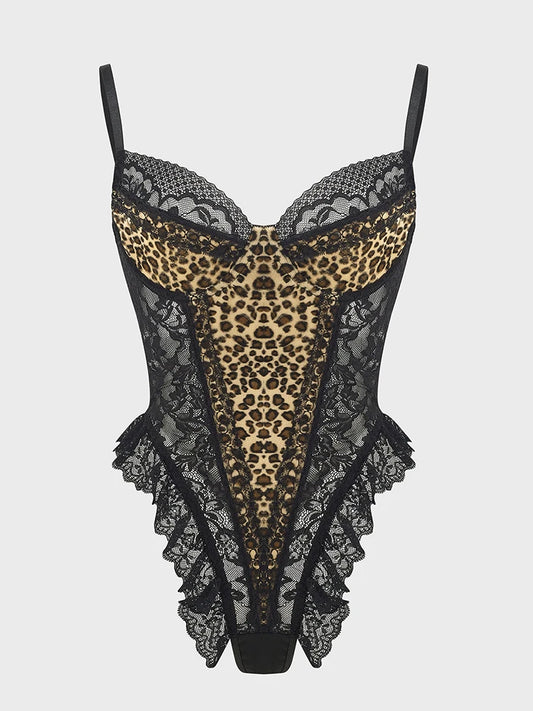 Sexy Lace Leopard  Bodysuit