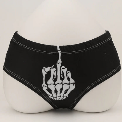 Halloween Skull Cartoon Underwear - Finger Bones Hip-Lifting Thong for Women