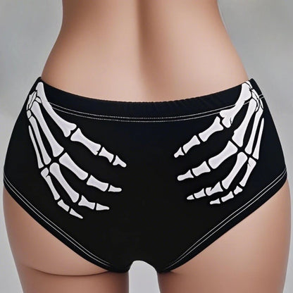 Halloween Skull Cartoon Underwear - Finger Bones Hip-Lifting Thong for Women