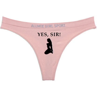 YES SIR Sexy Letters Print Underwear - Women's Seamless Low Waist Panties | Sports Fitness Brief