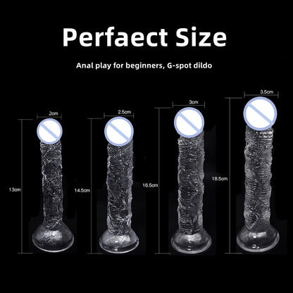 Realistic Dildo Clear Soft Lifelike Sex Toy with Vein Texture Penis for Vagina Anal Stimulation with Strong Suction Cup Adulttoy