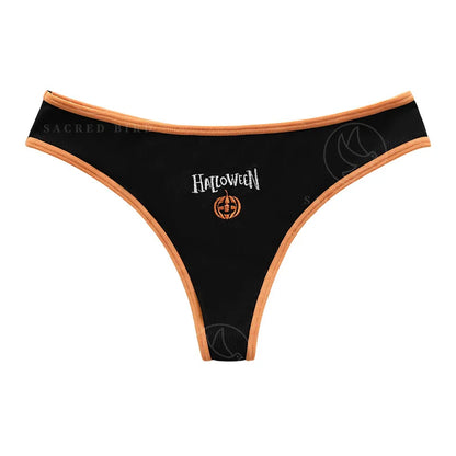 Women's Halloween Pattern Thong Panties - Sexy Low Rise G-String Breathable Comfortable Underwear
