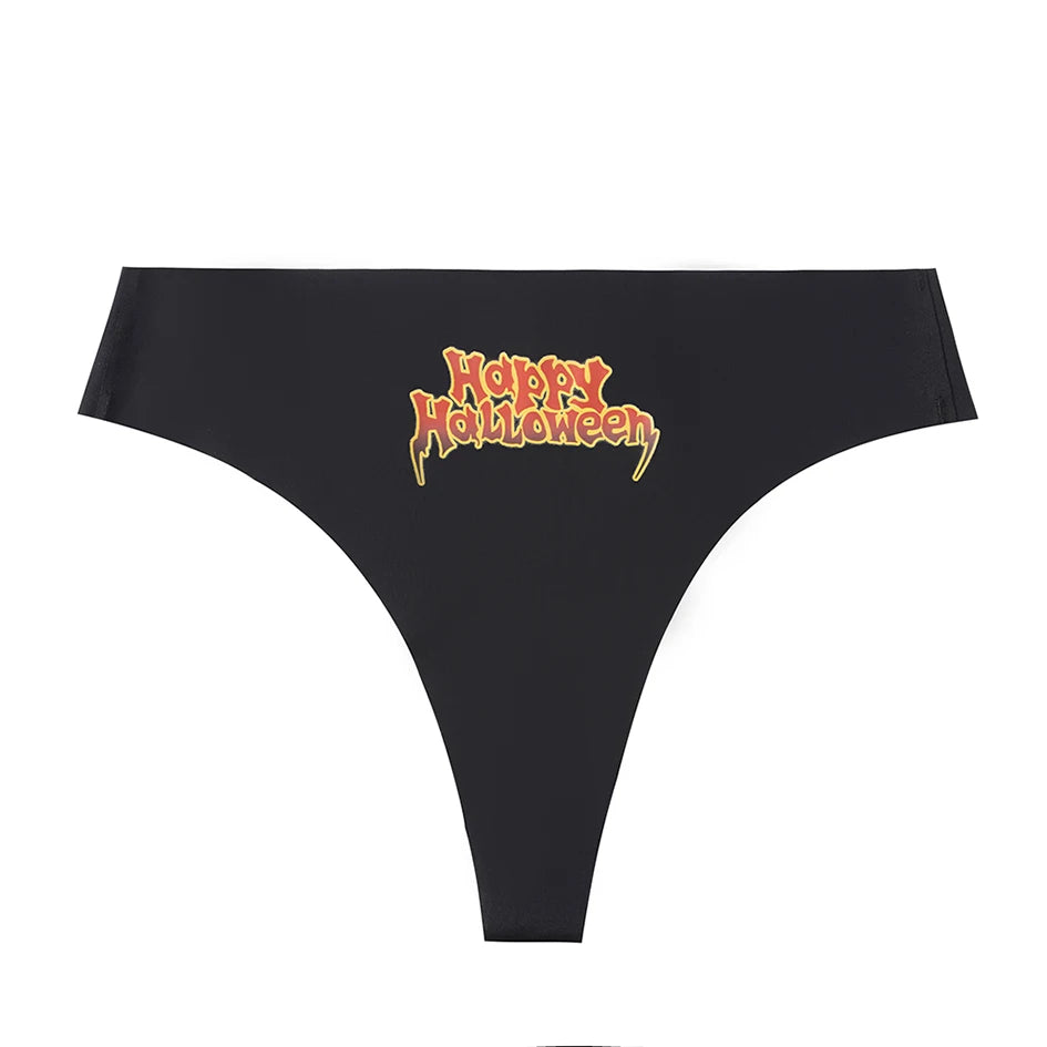 Women's Halloween Thong Panties - Sexy Pumpkin Print G-String Lingerie Breathable Soft Underwear
