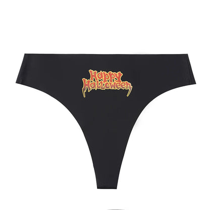 Women's Halloween Thong Panties - Sexy Pumpkin Print G-String Lingerie Breathable Soft Underwear