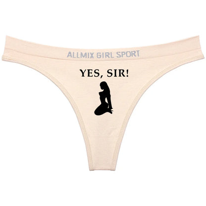 YES SIR Sexy Letters Print Underwear - Women's Seamless Low Waist Panties | Sports Fitness Brief