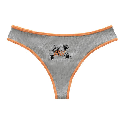 Women's Halloween Pattern Thong Panties - Sexy Low Rise G-String Breathable Comfortable Underwear