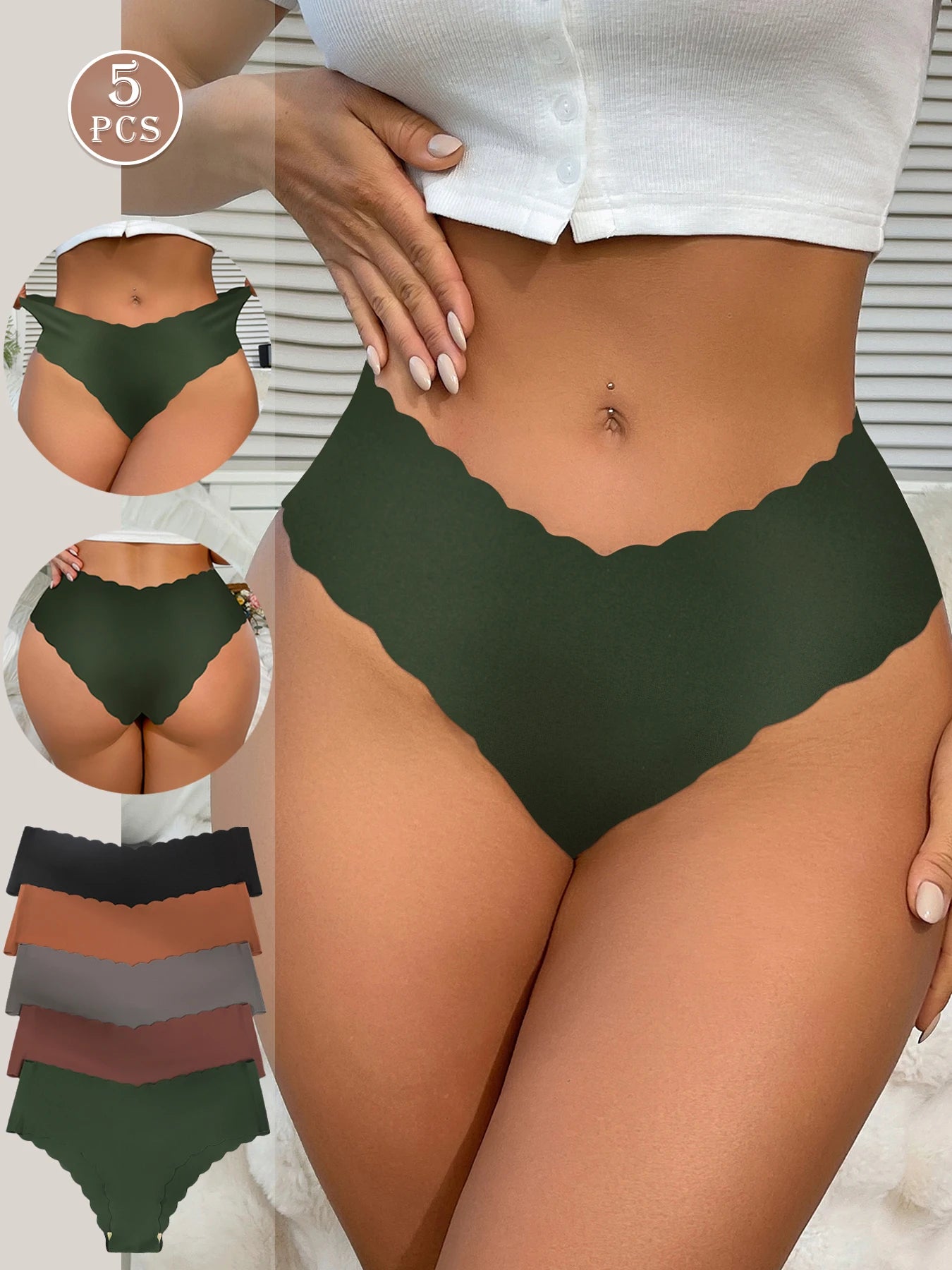 Women's Halloween Panties Set - 10 Piece Pumpkin & Skull Print Scalloped Edge Bikini Underwear