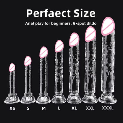 Realistic Dildo Clear Soft Lifelike Sex Toy with Vein Texture Penis for Vagina Anal Stimulation with Strong Suction Cup Adulttoy