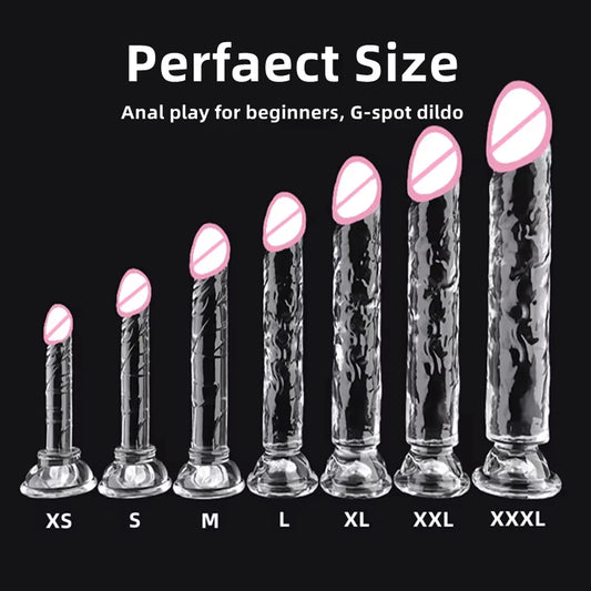 Realistic Dildo Clear Soft Lifelike Sex Toy with Vein Texture Penis for Vagina Anal Stimulation with Strong Suction Cup Adulttoy