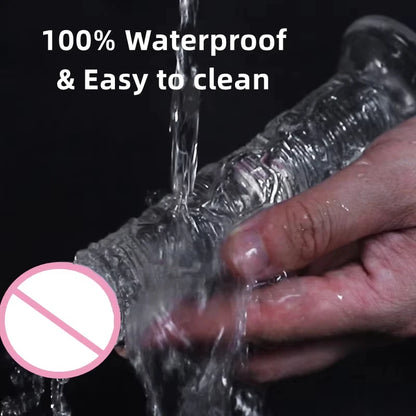 Realistic Dildo Clear Soft Lifelike Sex Toy with Vein Texture Penis for Vagina Anal Stimulation with Strong Suction Cup Adulttoy