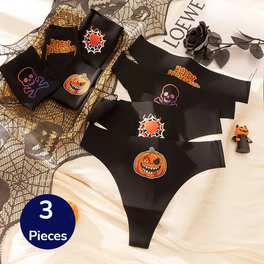 Halloween Women's Thong Set - 3 Piece Breathable Sexy Lingerie Collection