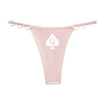Queen of Spades Sexy Thong - Love Decoration Cotton Crotch Low Rise Underwear | Fun Lingerie Gift
