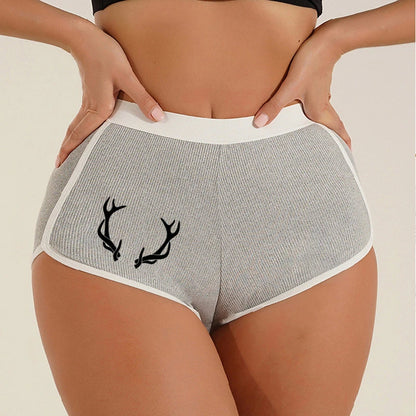 Cuckold Antlers Women's Boxer Shorts - Seamless Hip Lifting Sports Underwear | Solid Color Boyshort
