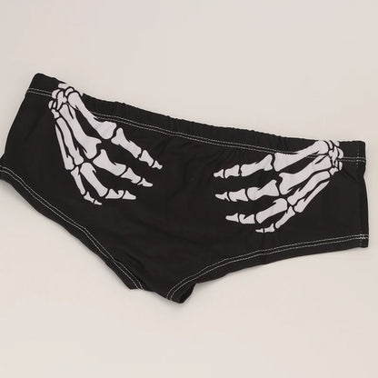 Halloween Skull Cartoon Underwear - Finger Bones Hip-Lifting Thong for Women