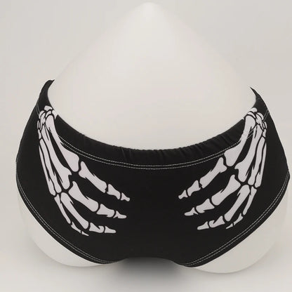 Halloween Skull Cartoon Underwear - Finger Bones Hip-Lifting Thong for Women