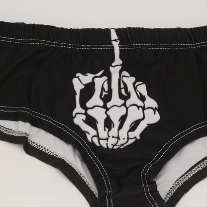Halloween Skull Cartoon Underwear - Finger Bones Hip-Lifting Thong for Women