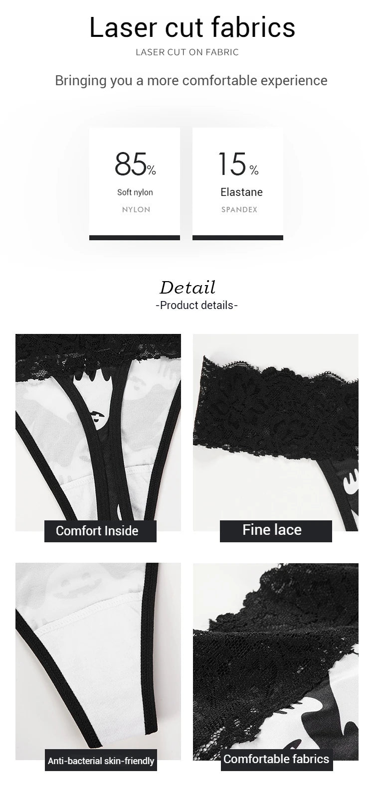 Halloween Lace Thong - Bat & Pumpkin Pattern Hip-Lifting Panties for Women