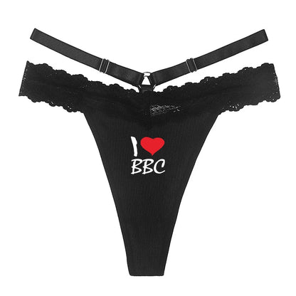 I LOVE BBC Sexy Lace Thong - Black Lingerie G-String | Traceless Women's Panties