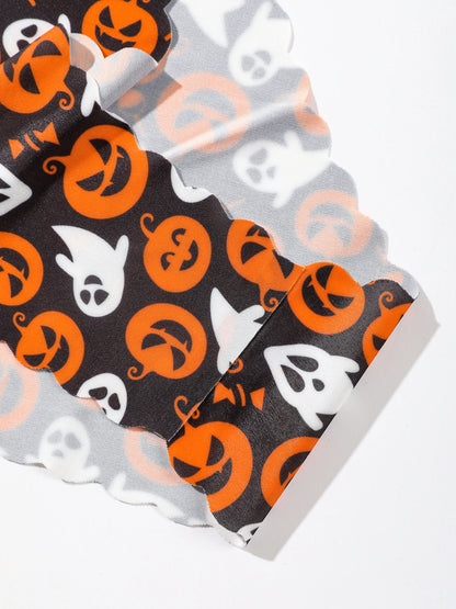Women's Halloween Panties Set - 10 Piece Pumpkin & Skull Print Scalloped Edge Bikini Underwear