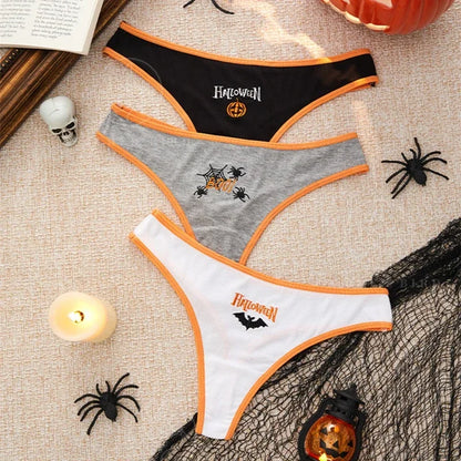 Women's Halloween Pattern Thong Panties - Sexy Low Rise G-String Breathable Comfortable Underwear