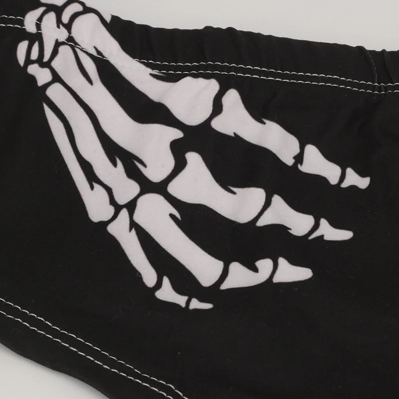 Halloween Skull Cartoon Underwear - Finger Bones Hip-Lifting Thong for Women