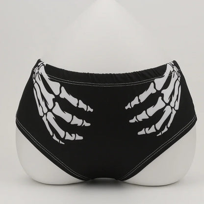 Halloween Skull Cartoon Underwear - Finger Bones Hip-Lifting Thong for Women