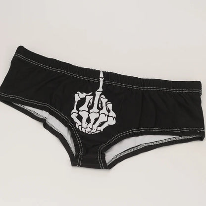 Halloween Skull Cartoon Underwear - Finger Bones Hip-Lifting Thong for Women