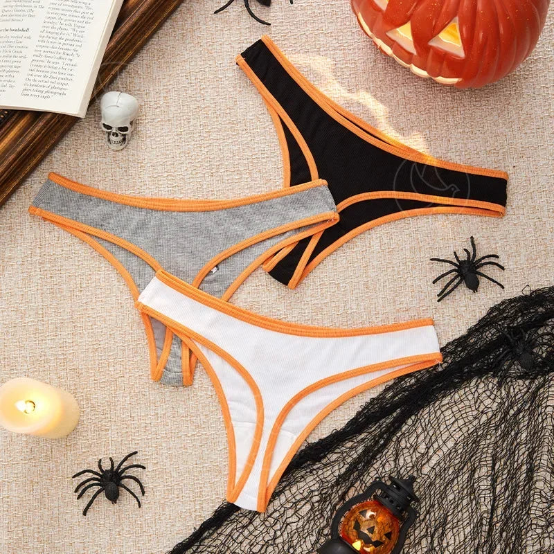 Women's Halloween Pattern Thong Panties - Sexy Low Rise G-String Breathable Comfortable Underwear
