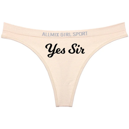 YES SIR Sexy Letters Print Underwear - Women's Seamless Low Waist Panties | Sports Fitness Brief