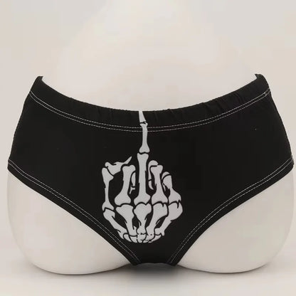 Halloween Skull Cartoon Underwear - Finger Bones Hip-Lifting Thong for Women