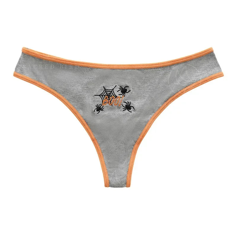 Women's Halloween Pattern Thong Panties - Sexy Low Rise G-String Breathable Comfortable Underwear