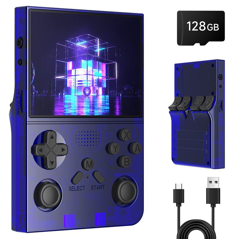 R40 Retro Handheld Gaming Console 3.5" IPS Screen 128GB Storage 40K+ Games Compact Design HDMI Output Bonus Charging Cable Black