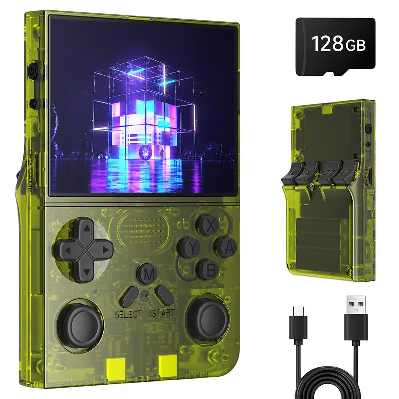 R40 Retro Handheld Gaming Console 3.5" IPS Screen 128GB Storage 40K+ Games Compact Design HDMI Output Bonus Charging Cable Black