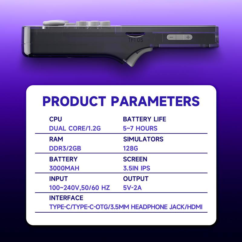 R40 Retro Handheld Gaming Console 3.5" IPS Screen 128GB Storage 40K+ Games Compact Design HDMI Output Bonus Charging Cable Black