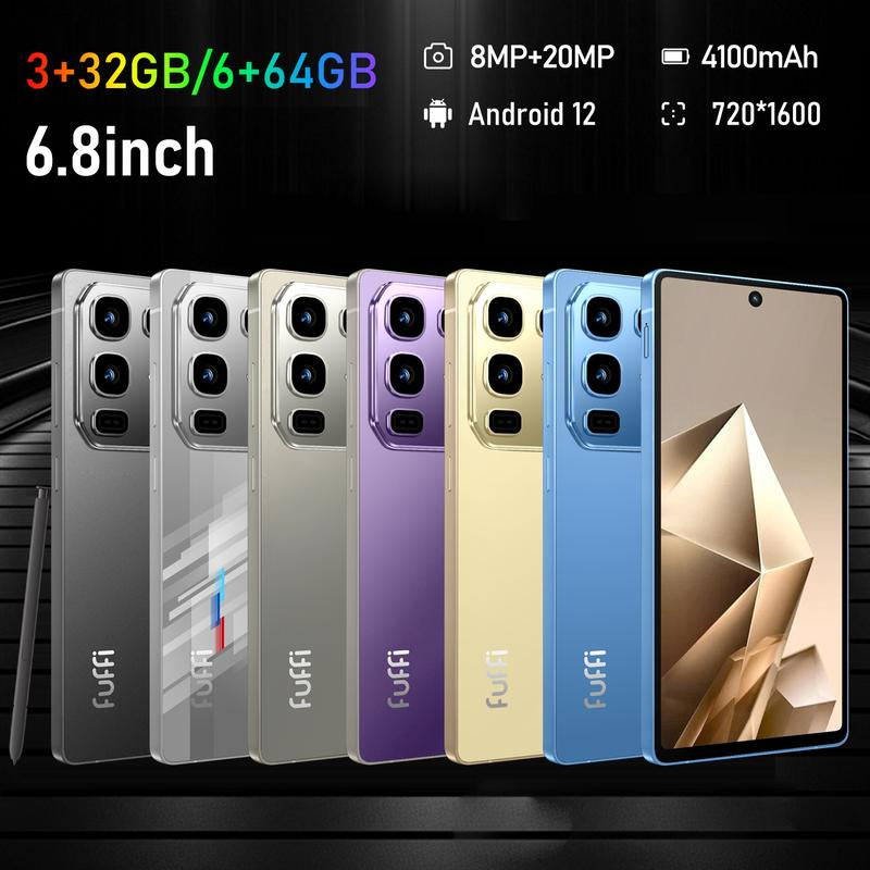 Fuffi-6.8 Inch Android Smartphone, 8+20Mp Camera, 3+32GB ROM 4100Mah Battery, Dual Sim, Unlock 4G Network, Android 12.0 Phone, Cellphone Smartphone