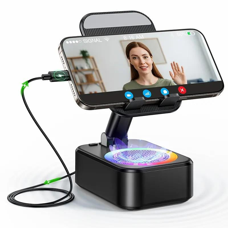 FUDUOO Wireless Bluetooth Speaker with Phone Stand, HD Surround Sound, Wireless Speaker with Adjustable & Foldable Phone Holder, 6H Playback Time, Compatible with Iphone/Ipad/Samsung, Etc.